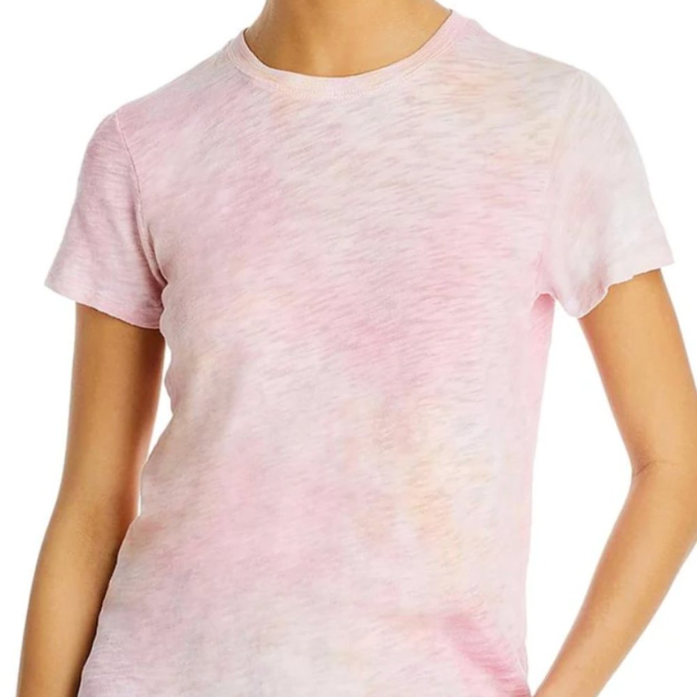 ATM Women Pink top cotton slub Crewneck Tie-Dye T-Shirt top sz extra large